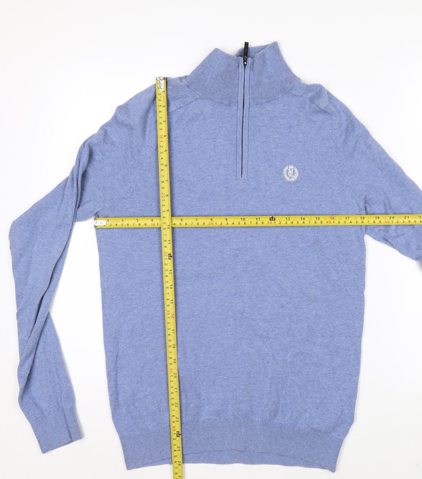 Henri Lloyd Men’s Blue Cotton 1/2 Zip High Neck Jumper Size S
