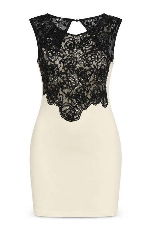 Quiz Women’s Black & White Lace Bodycon Dress Size 12