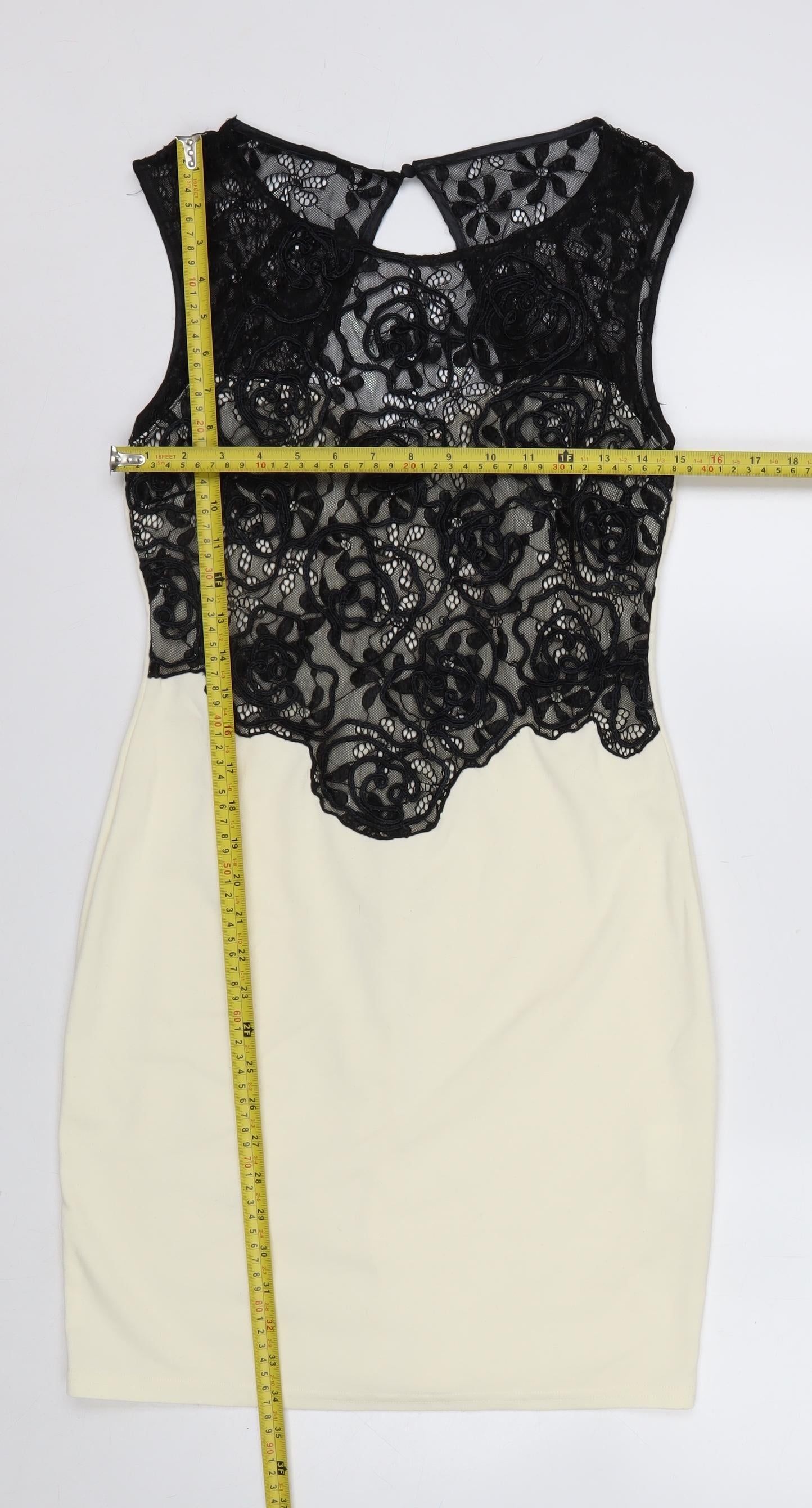 Quiz Women’s Black & White Lace Bodycon Dress Size 12