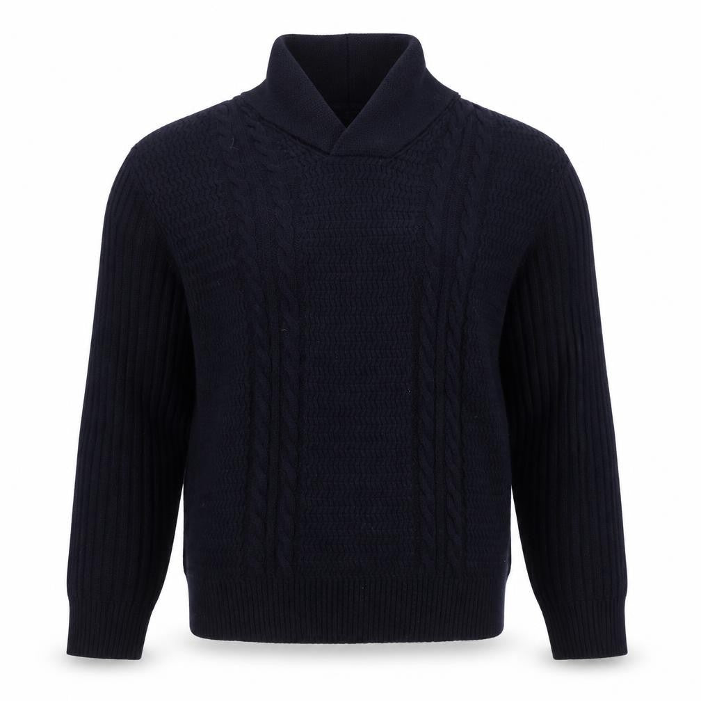 Zara Mens Black Wool Blend Roll Neck Cable Knit Jumper L