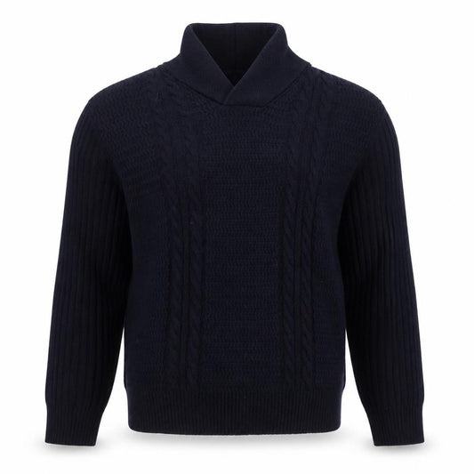 Zara Mens Black Wool Blend Roll Neck Cable Knit Jumper L
