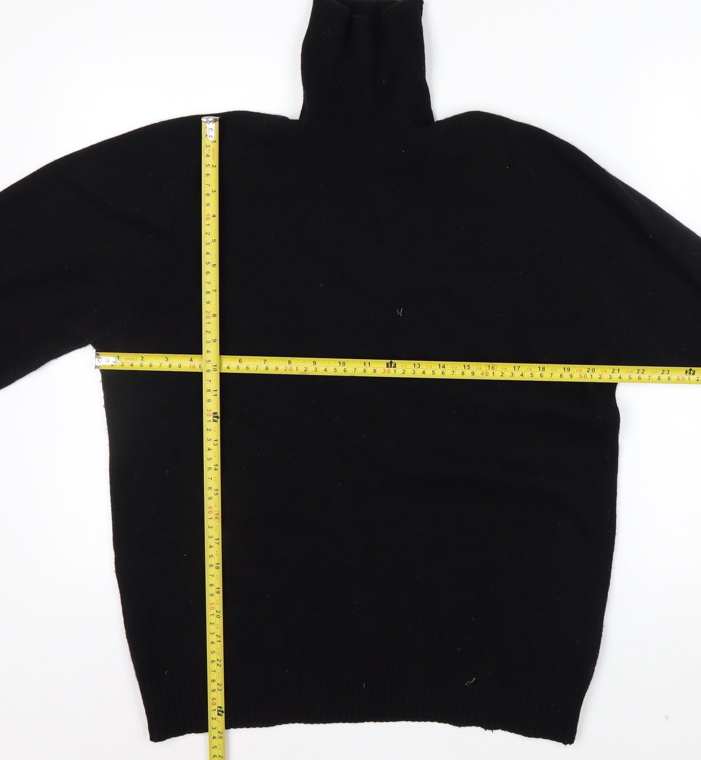 Springfield Originals Men's Black Wool Roll Neck Jumper Size M