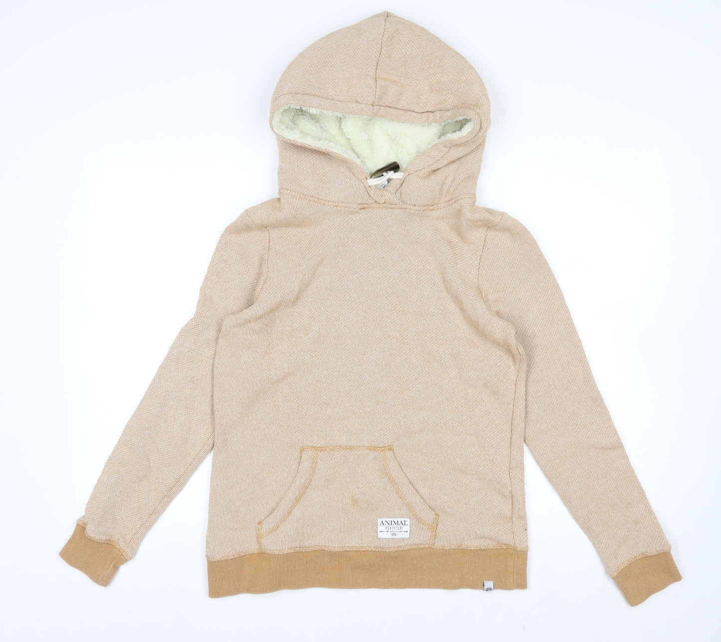 Animal Womens Beige Hooded Pullover Hoodie Size 8 Cotton Blend Lined