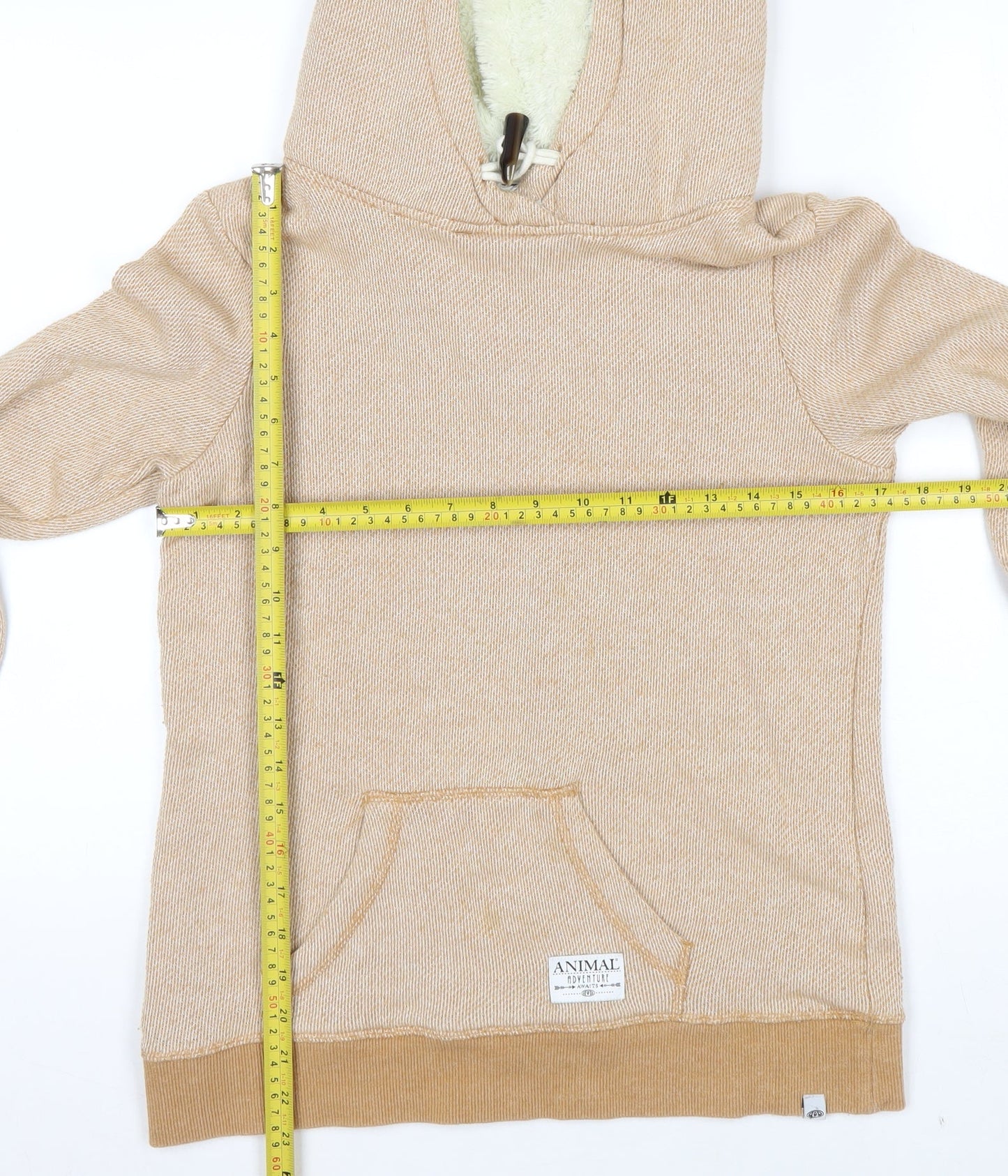 Animal Womens Beige Hooded Pullover Hoodie Size 8 Cotton Blend Lined