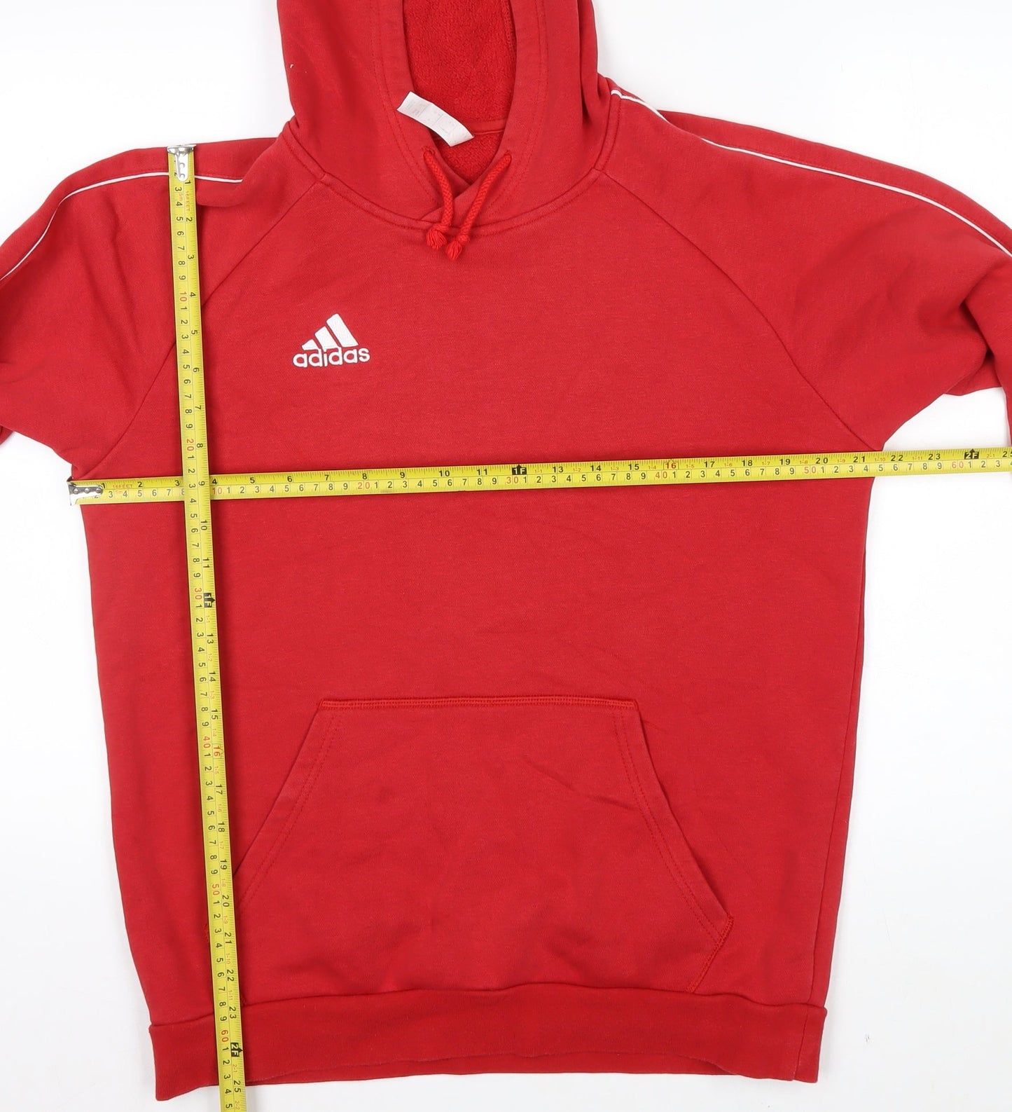 Adidas Men Red Pullover Hoodie Medium Fleece Lined Sportswear