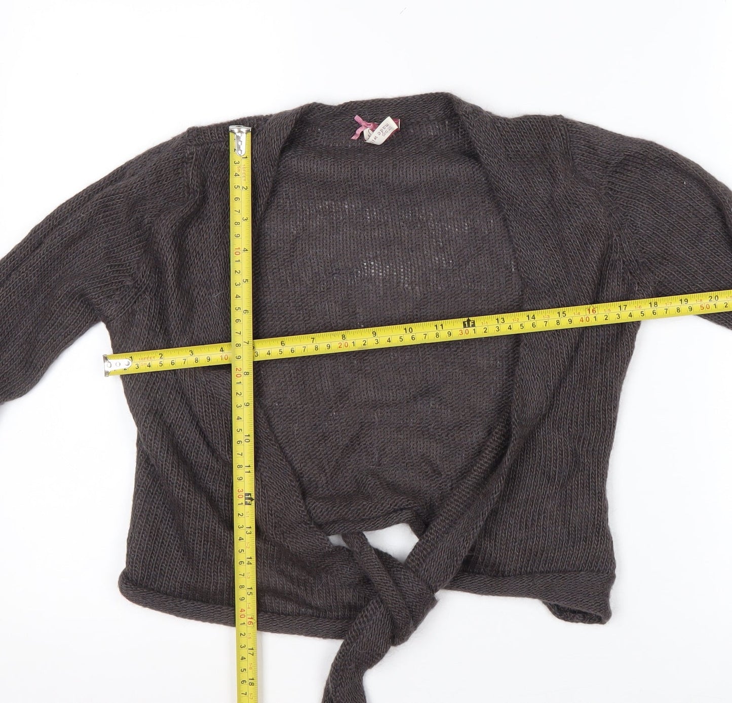 White Stuff Women’s Brown Wool Blend Open Knit Cardigan Size 8