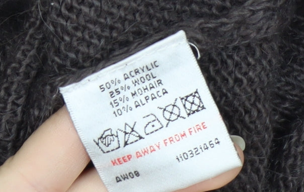 White Stuff Women’s Brown Wool Blend Open Knit Cardigan Size 8