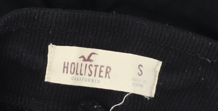 Hollister Women Black Jogger Sweatpants S Cotton Blend Drawstring