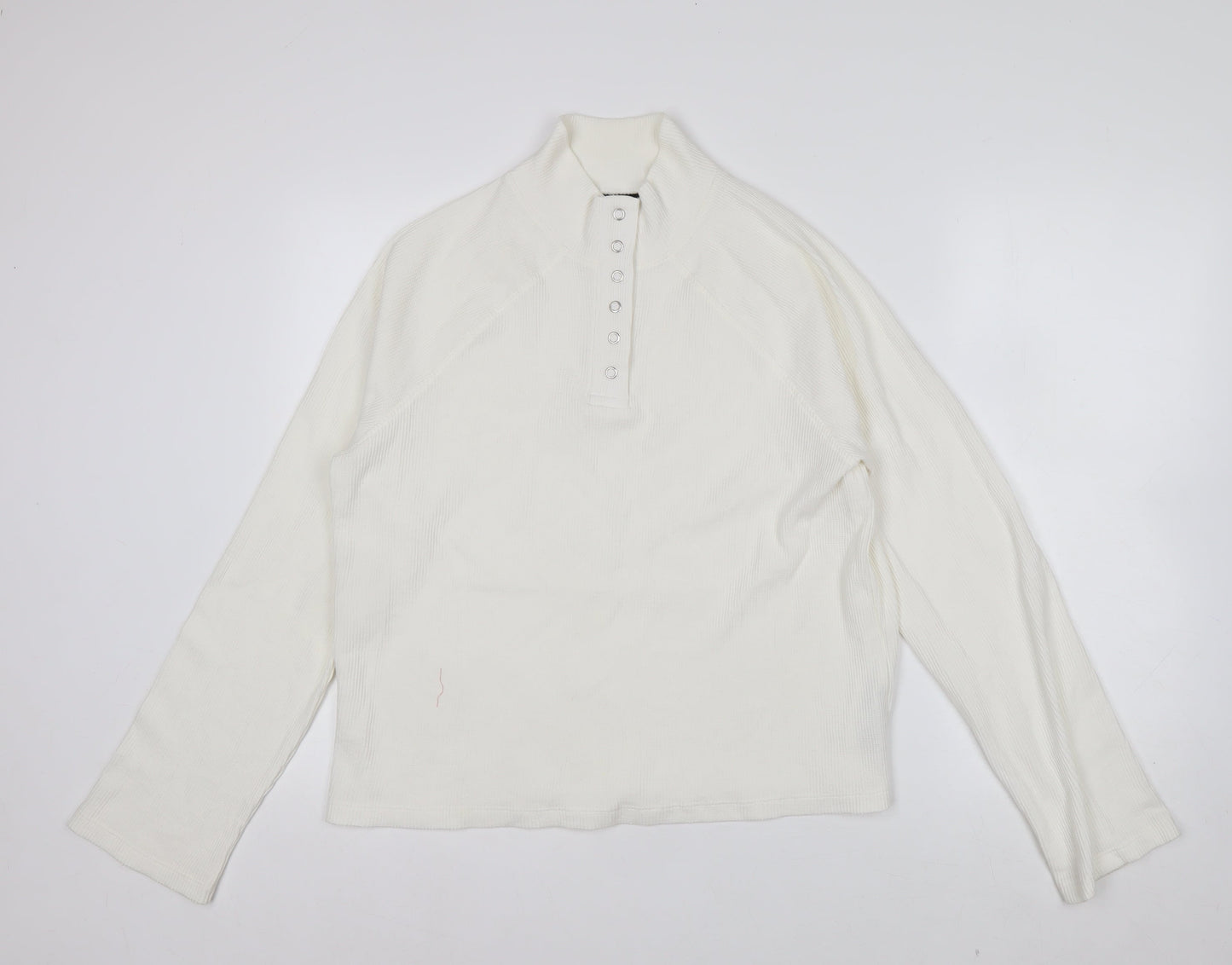 ASOS DESIGN Women's Ivory Mock Neck Button-Up Top Size S