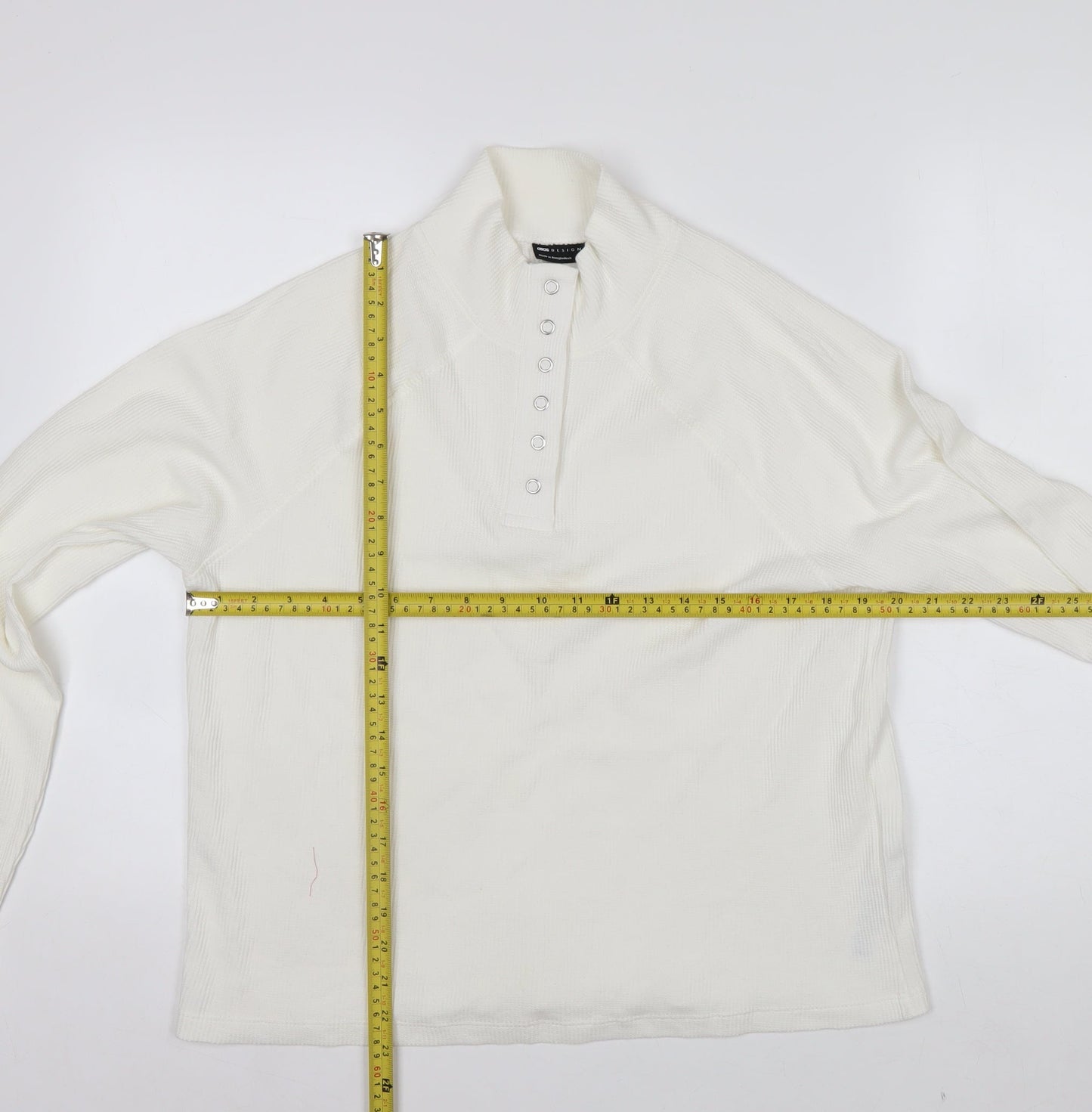 ASOS DESIGN Women's Ivory Mock Neck Button-Up Top Size S
