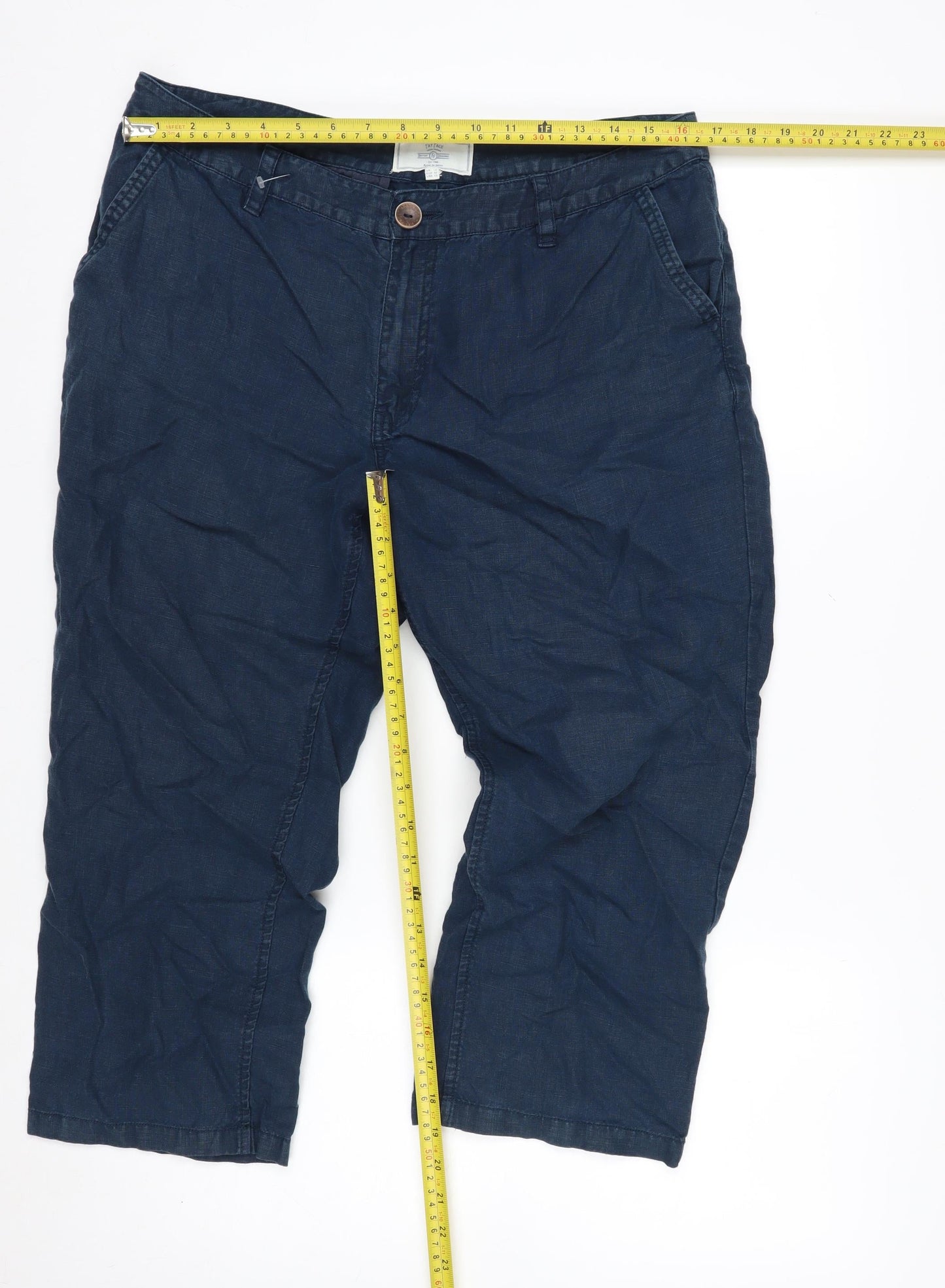 Fat Face Womens Blue Cotton Wide-Leg Trousers UK 14