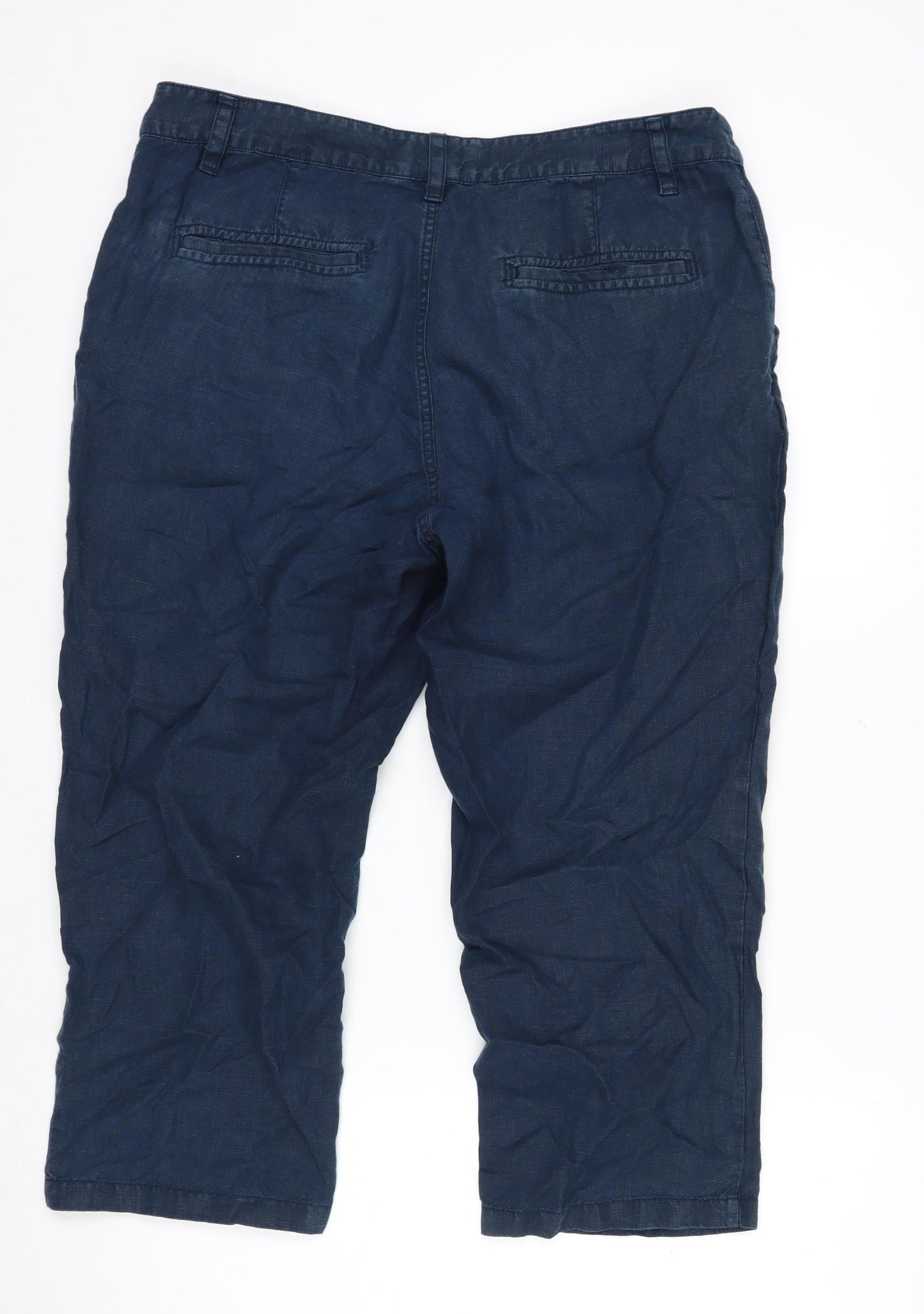 Fat Face Womens Blue Cotton Wide-Leg Trousers UK 14