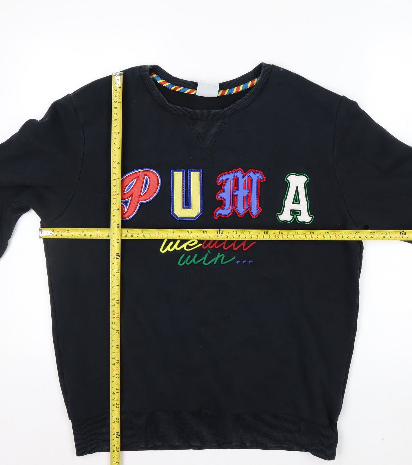 Puma Womens Black Medium Pullover Sweatshirt Embroidered Logo