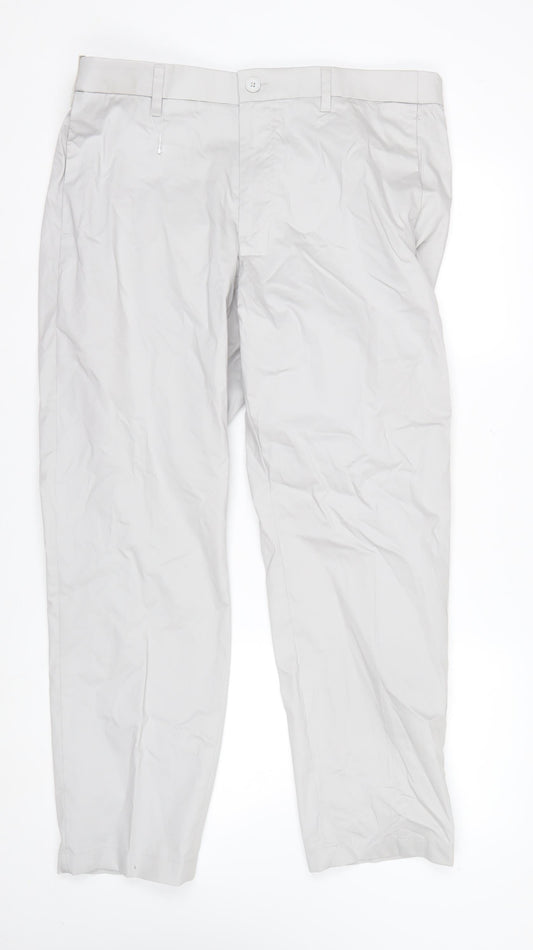 Marks and Spencer Autograph Men's Grey Regular Fit Chino Trousers 36x29