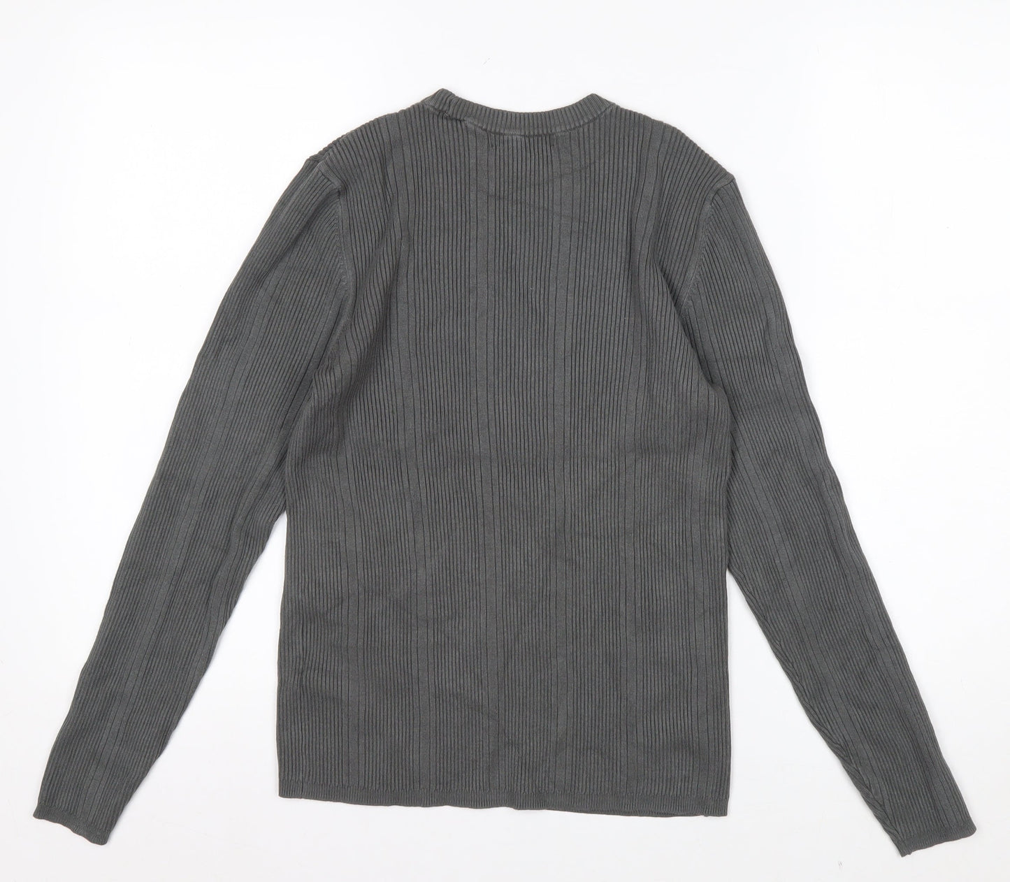 Marks and Spencer Womens Dark Olive Ribbed Knit Long Sleeve Top Size 12