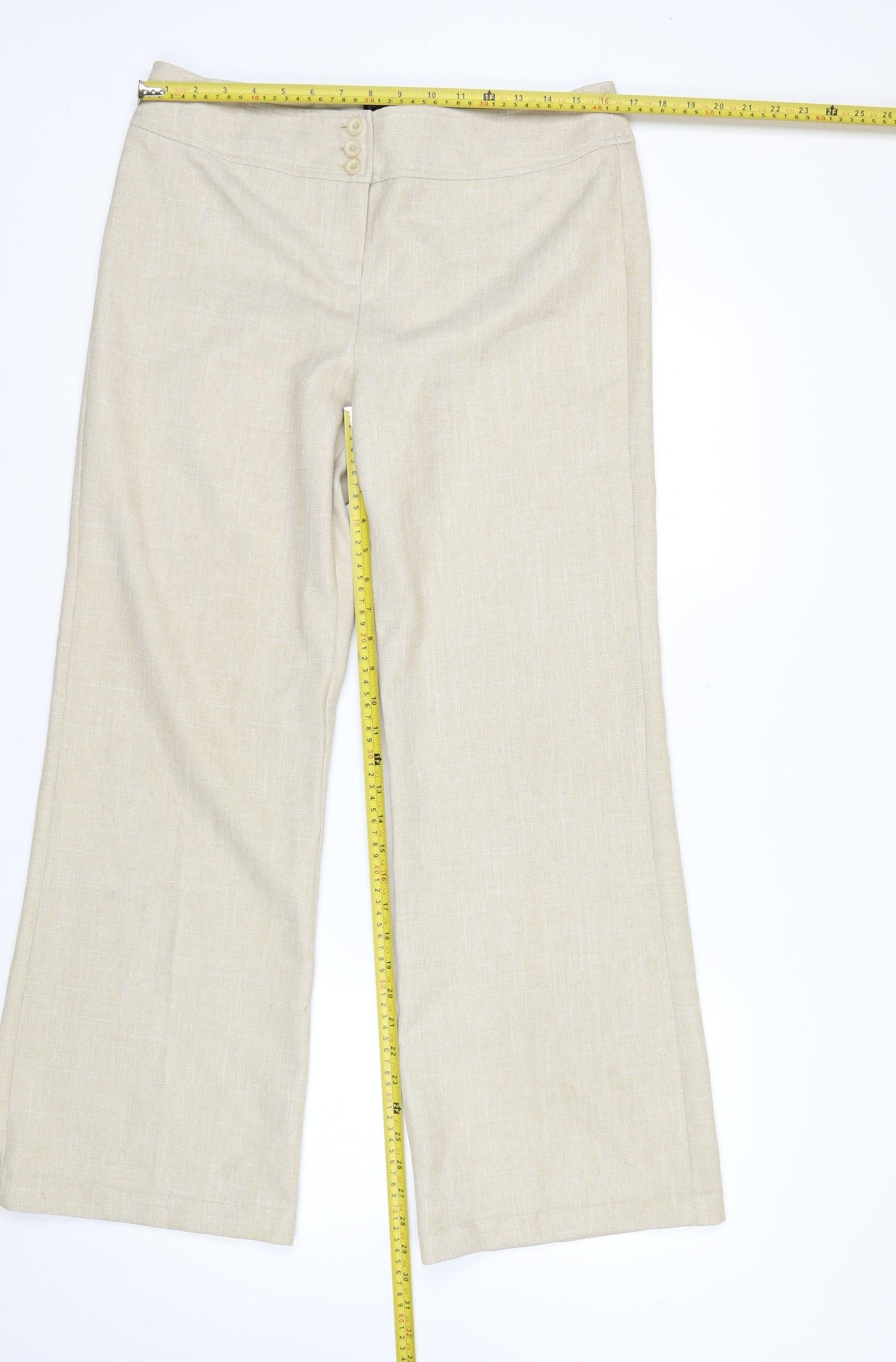 Dorothy Perkins Women’s Beige Wide-Leg Trousers Size 14 Classic Fit