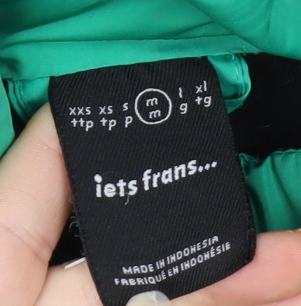 iets frans Men’s Green Hooded Puffer Jacket Size M Polyester