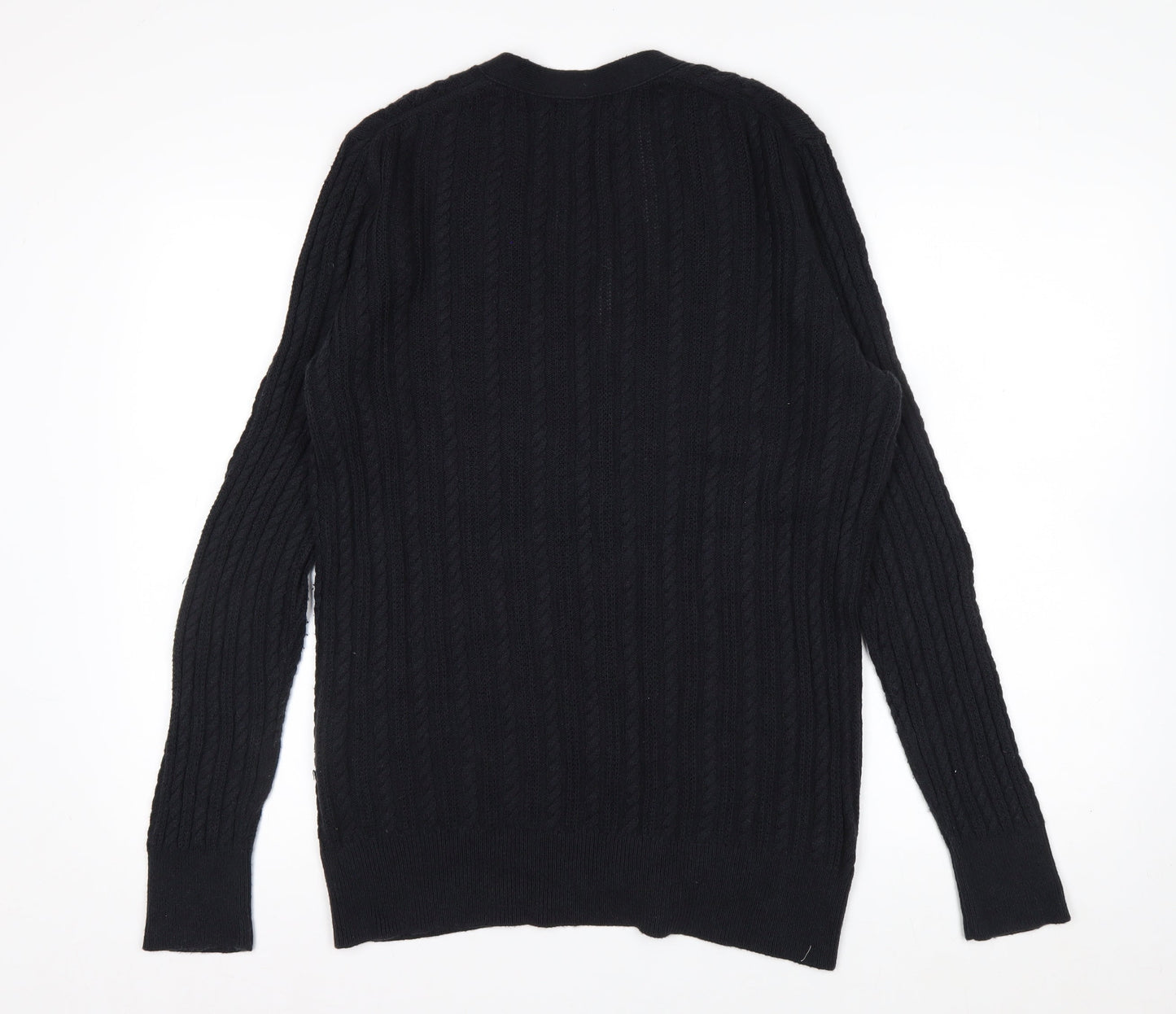 Lands' End Men's Black Cable-Knit Cardigan Jumper Size L