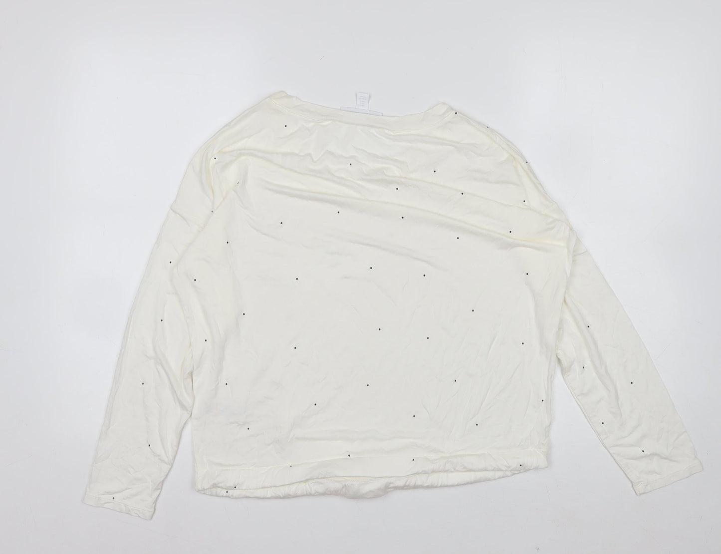 The White Company Women's Ivory Long Sleeve Tie Hem Relaxed T-Shirt Small