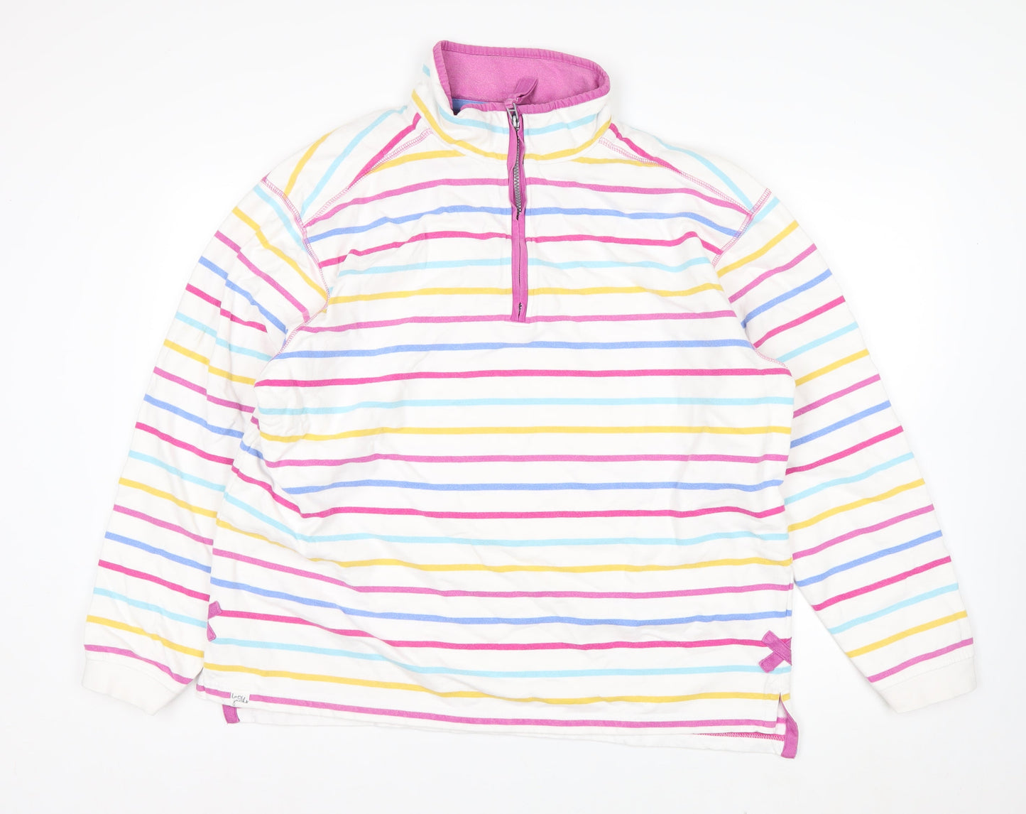 Lazy Jacks Women’s Multicoloured Stripe 1/4 Zip Cotton Sweatshirt XL