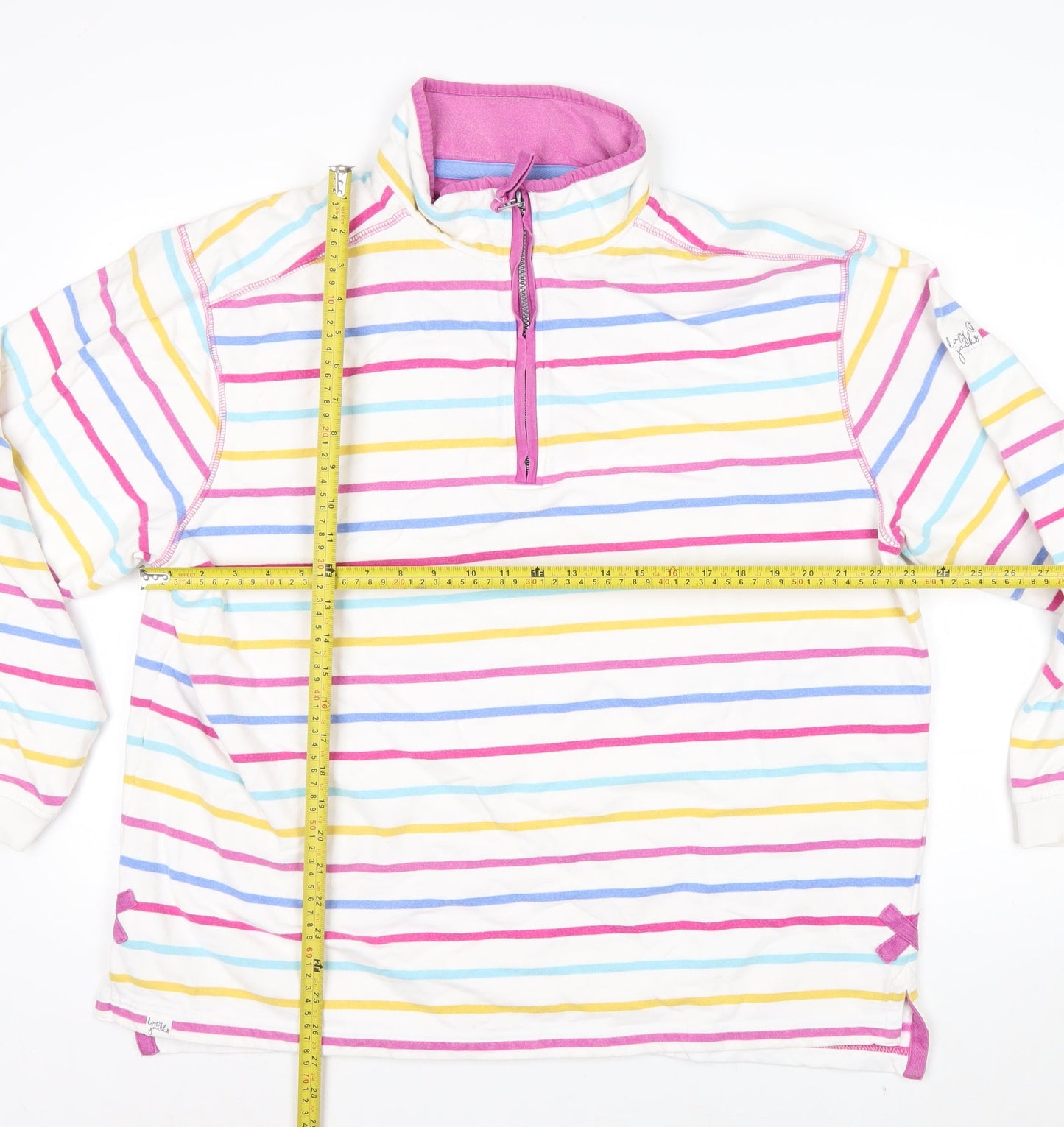 Lazy Jacks Women’s Multicoloured Stripe 1/4 Zip Cotton Sweatshirt XL