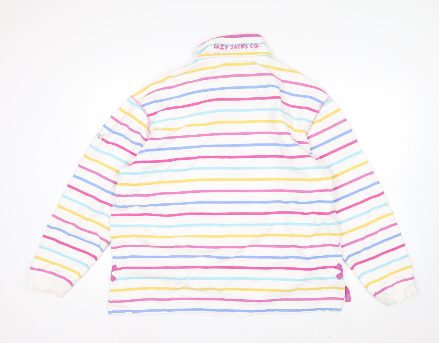 Lazy Jacks Women’s Multicoloured Stripe 1/4 Zip Cotton Sweatshirt XL