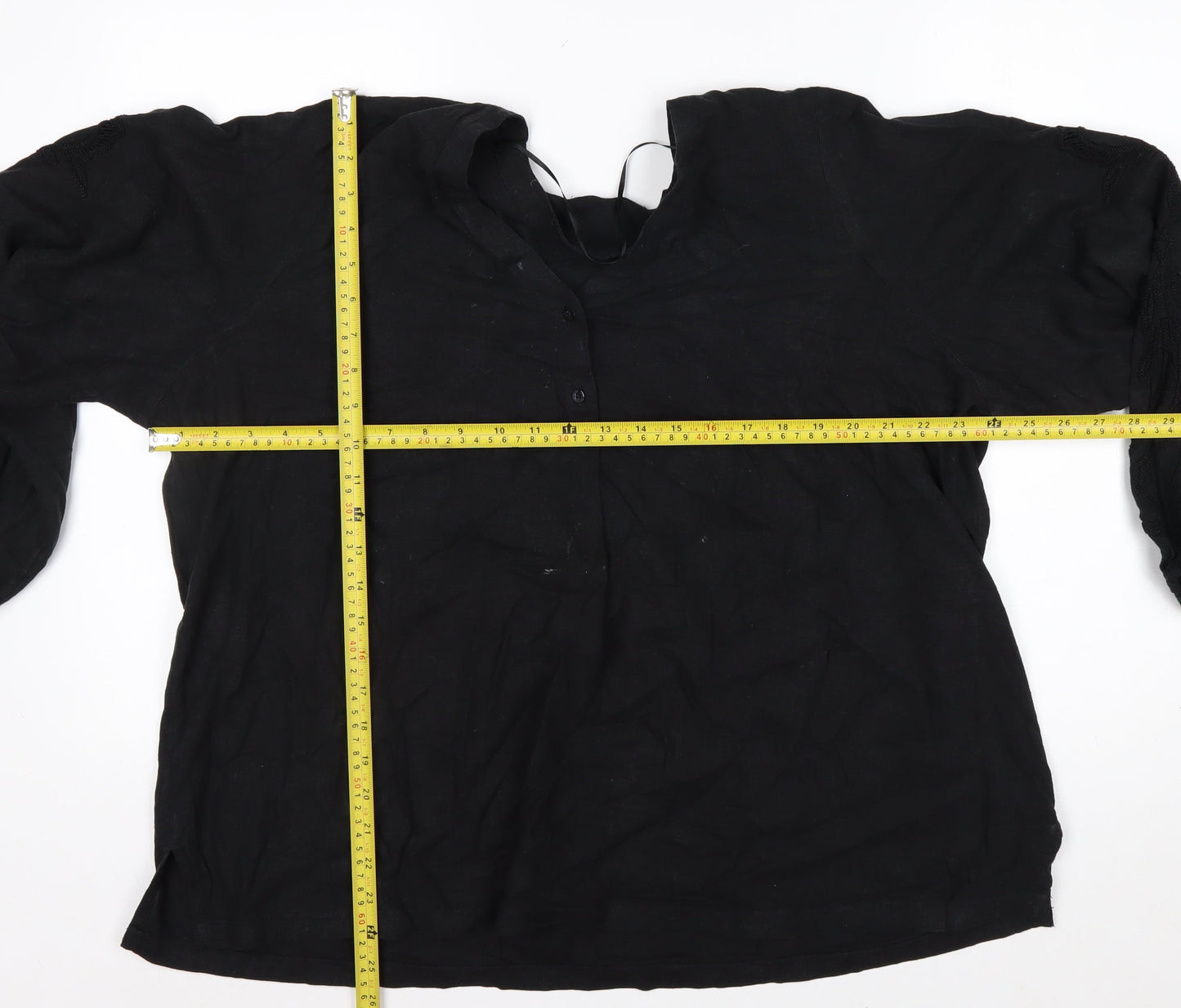 Marks and Spencer Women’s Black Linen Blend Tunic Blouse Size 20