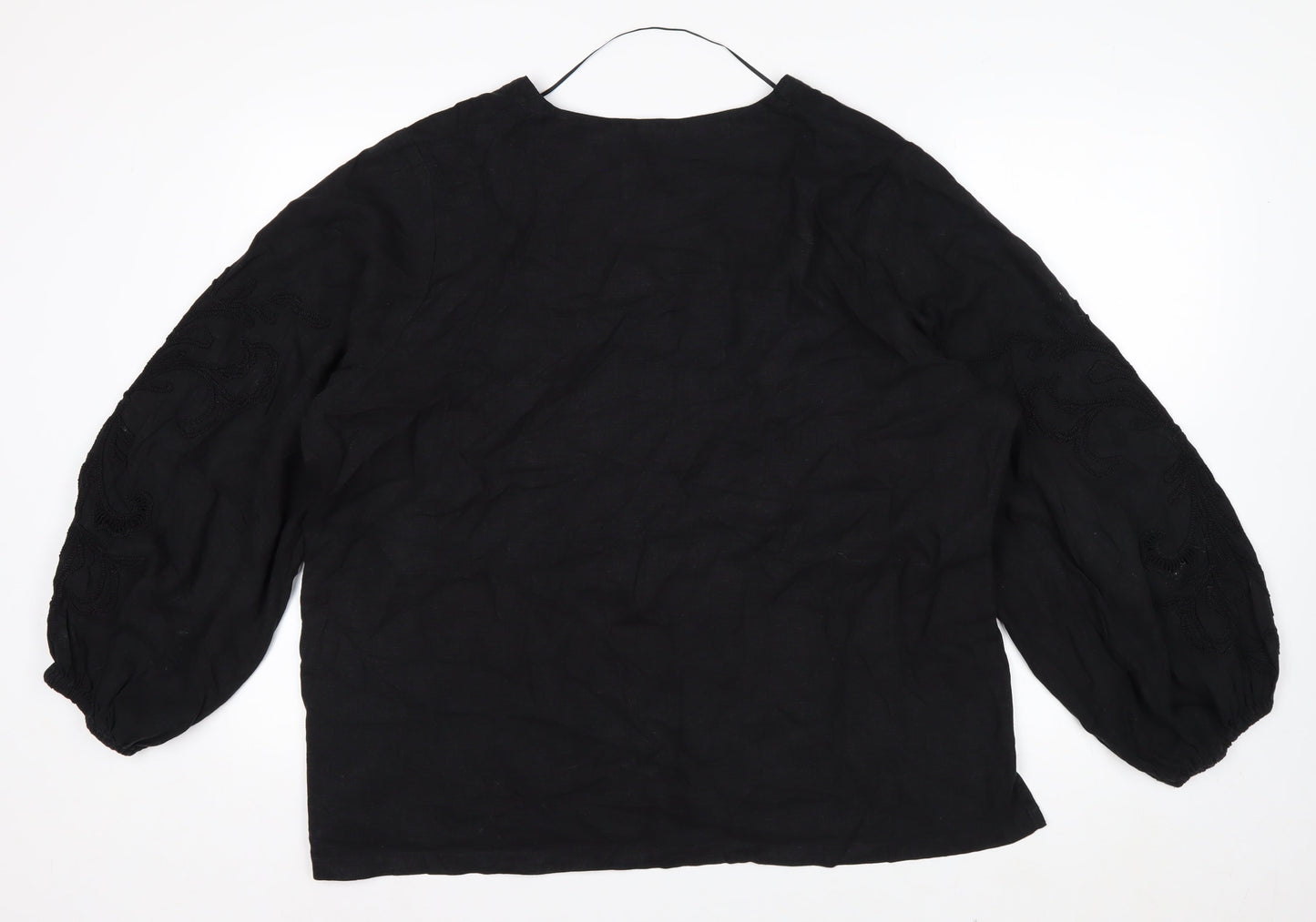 Marks and Spencer Women’s Black Linen Blend Tunic Blouse Size 20