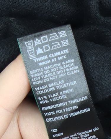 Marks and Spencer Women’s Black Linen Blend Tunic Blouse Size 20