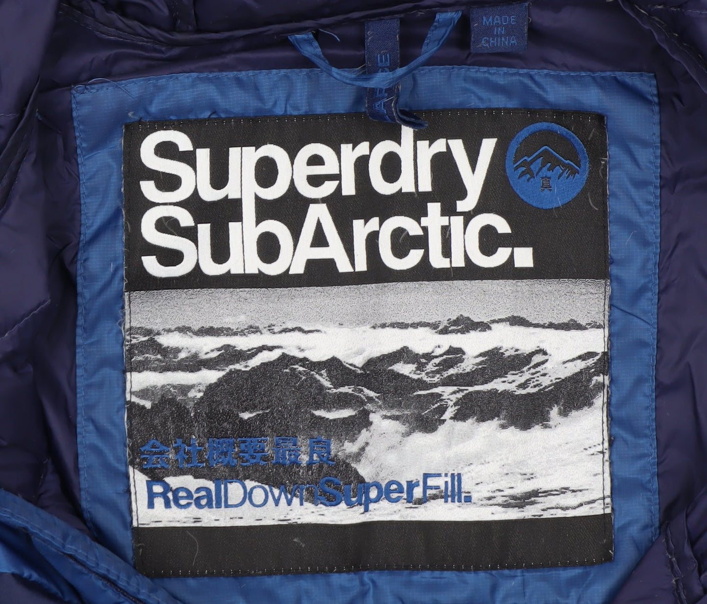 Superdry Men’s Blue SubArctic Puffer Jacket Size L Hooded Winter Coat