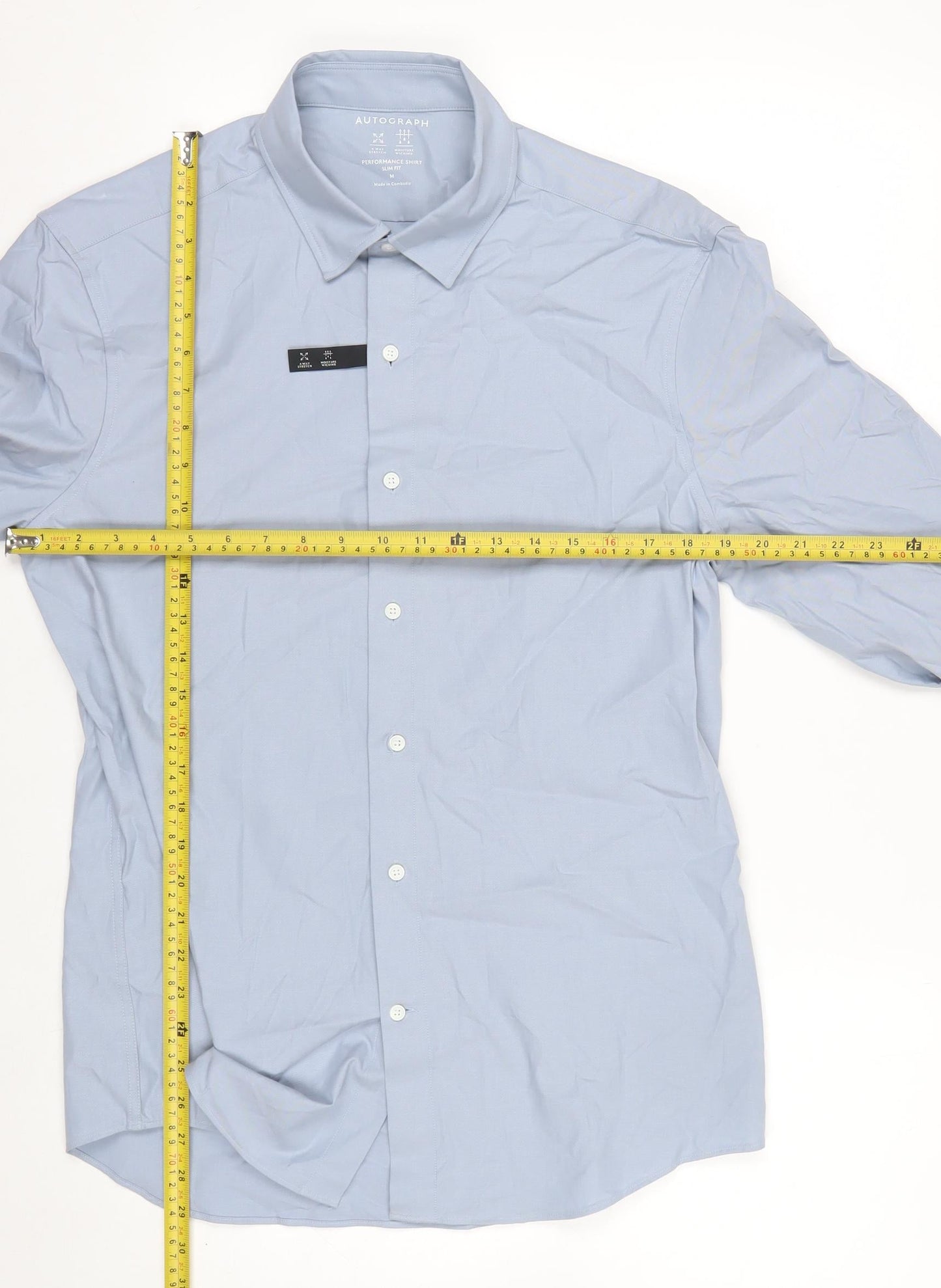 Marks and Spencer Men's Blue Slim Fit Long Sleeve Cotton Shirt M