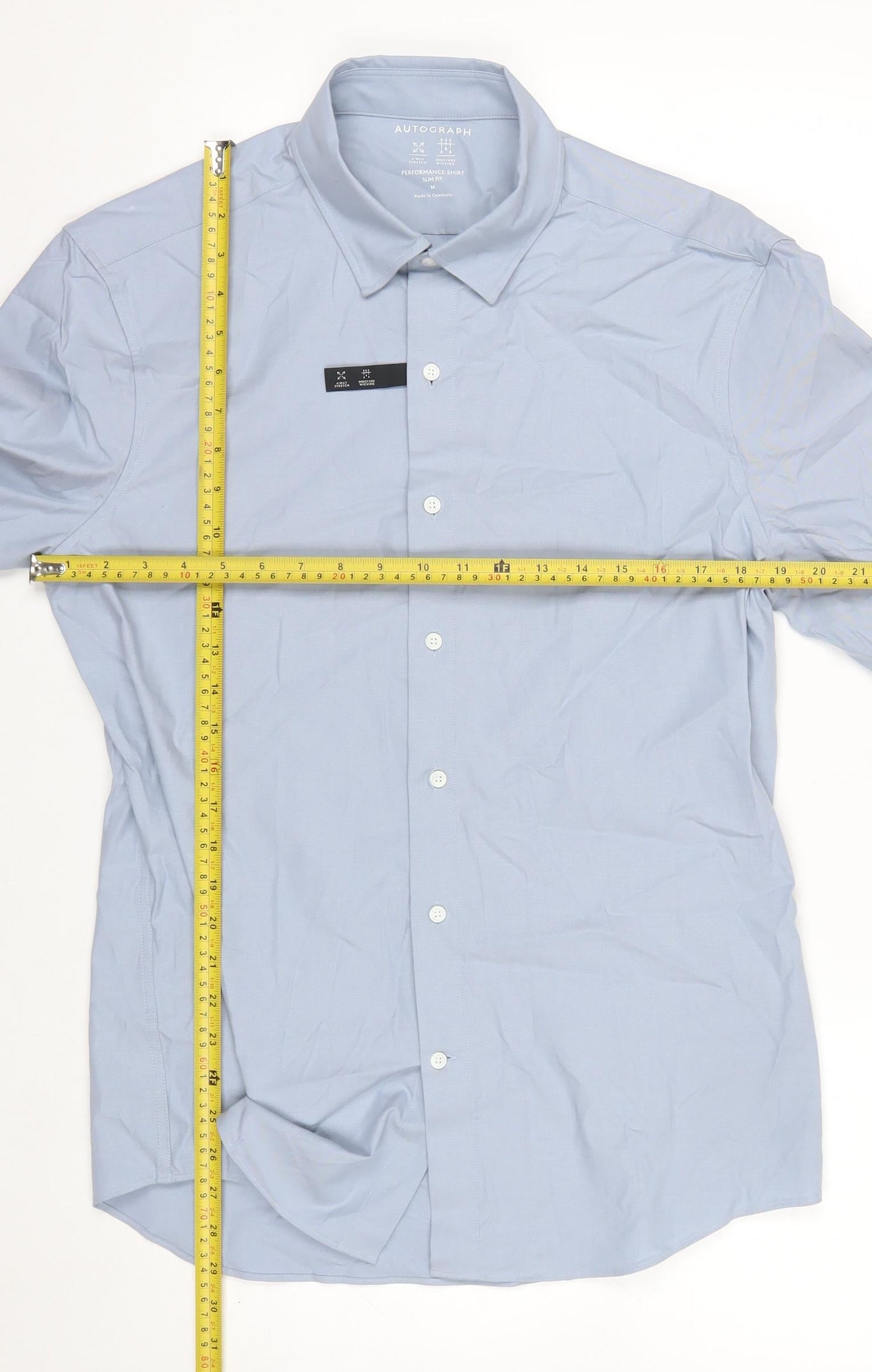 Marks and Spencer Men's Blue Slim Fit Long Sleeve Cotton Shirt M