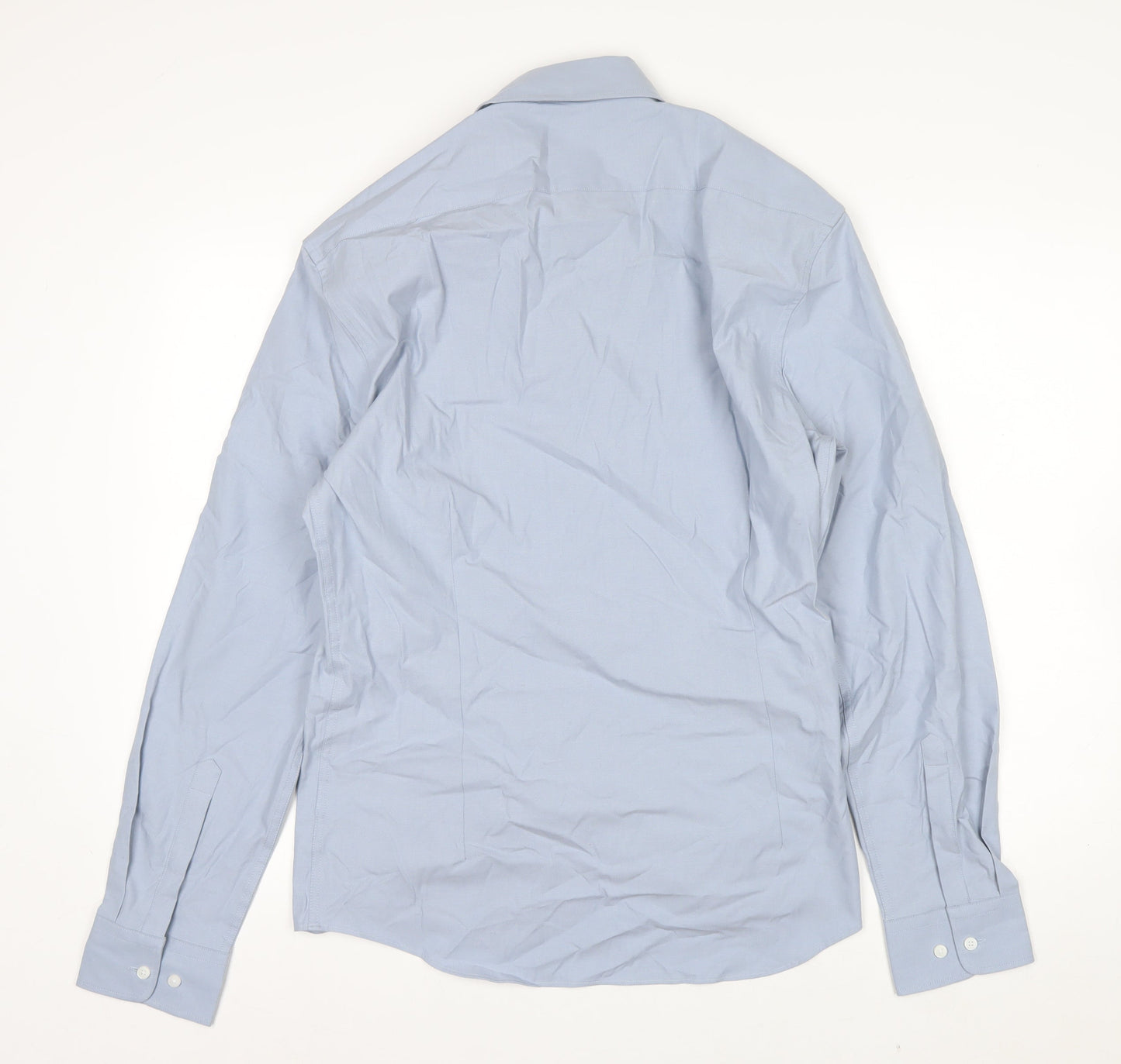 Marks and Spencer Men's Blue Slim Fit Long Sleeve Cotton Shirt M