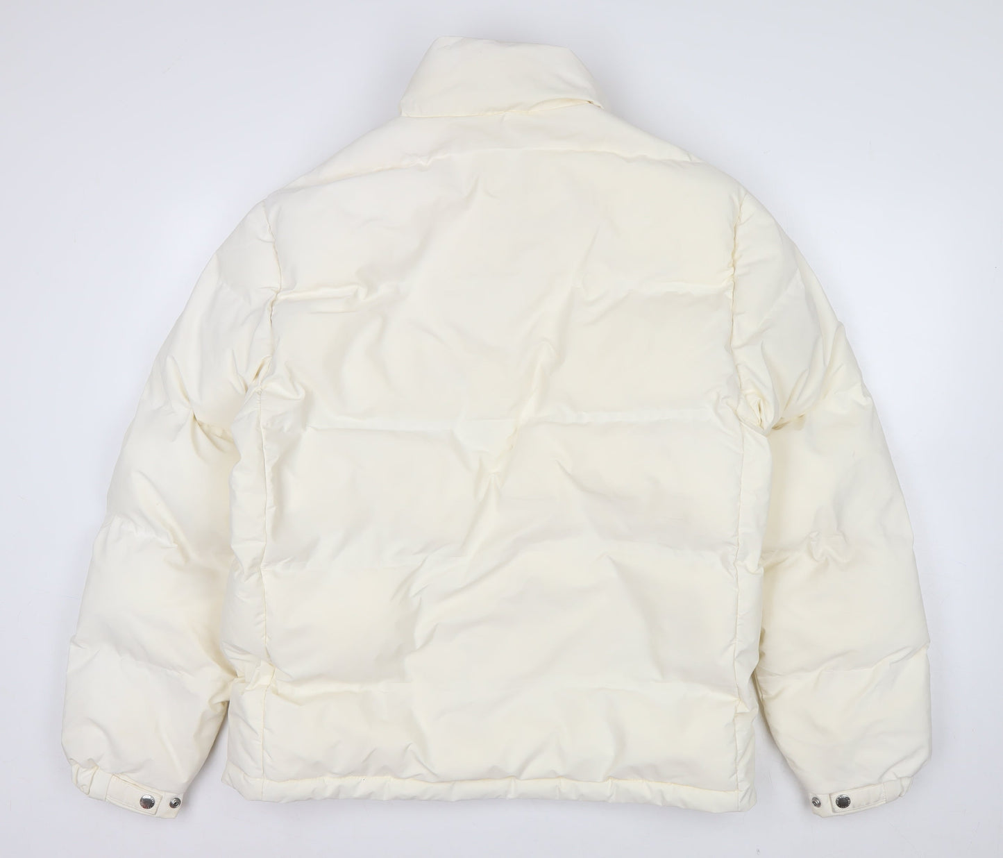 H&M Women Ivory Puffer Jacket Size 12 Polyester Mid-Length Zip Fastening