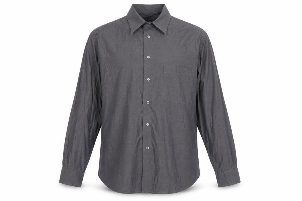 Jaeger Men's Grey 44 Long Sleeve Cotton Button-Up Shirt