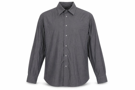 Jaeger Men's Grey 44 Long Sleeve Cotton Button-Up Shirt