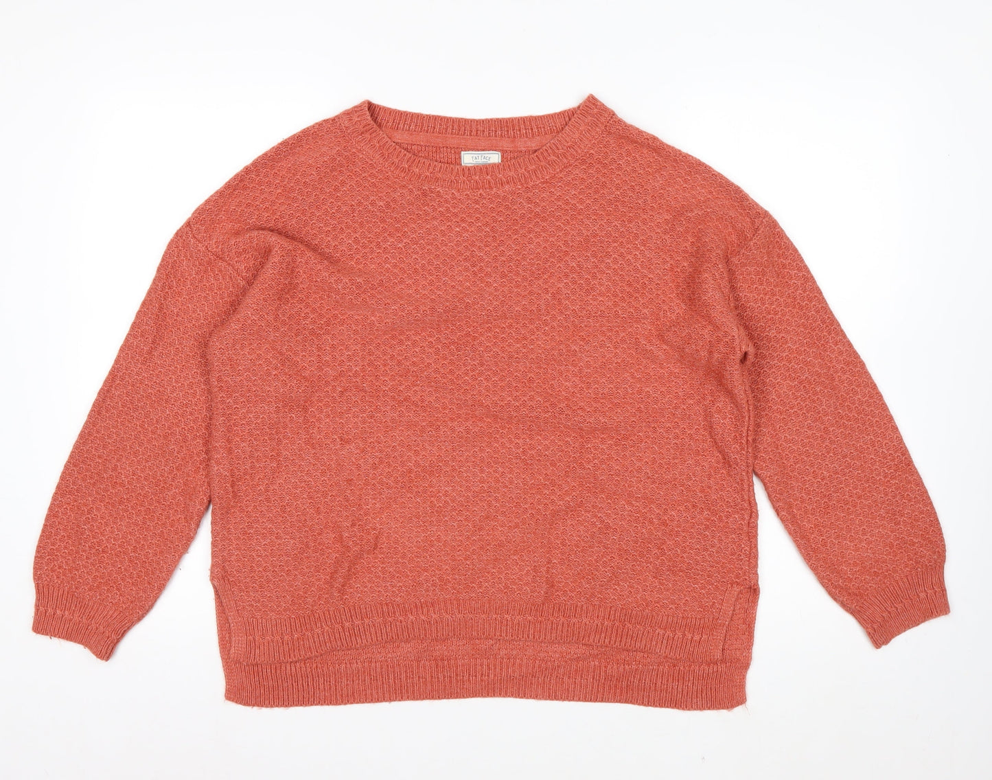 Fat Face Women's Orange Knit Crew Neck Pullover Jumper Size 14