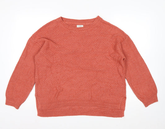Fat Face Women's Orange Knit Crew Neck Pullover Jumper Size 14