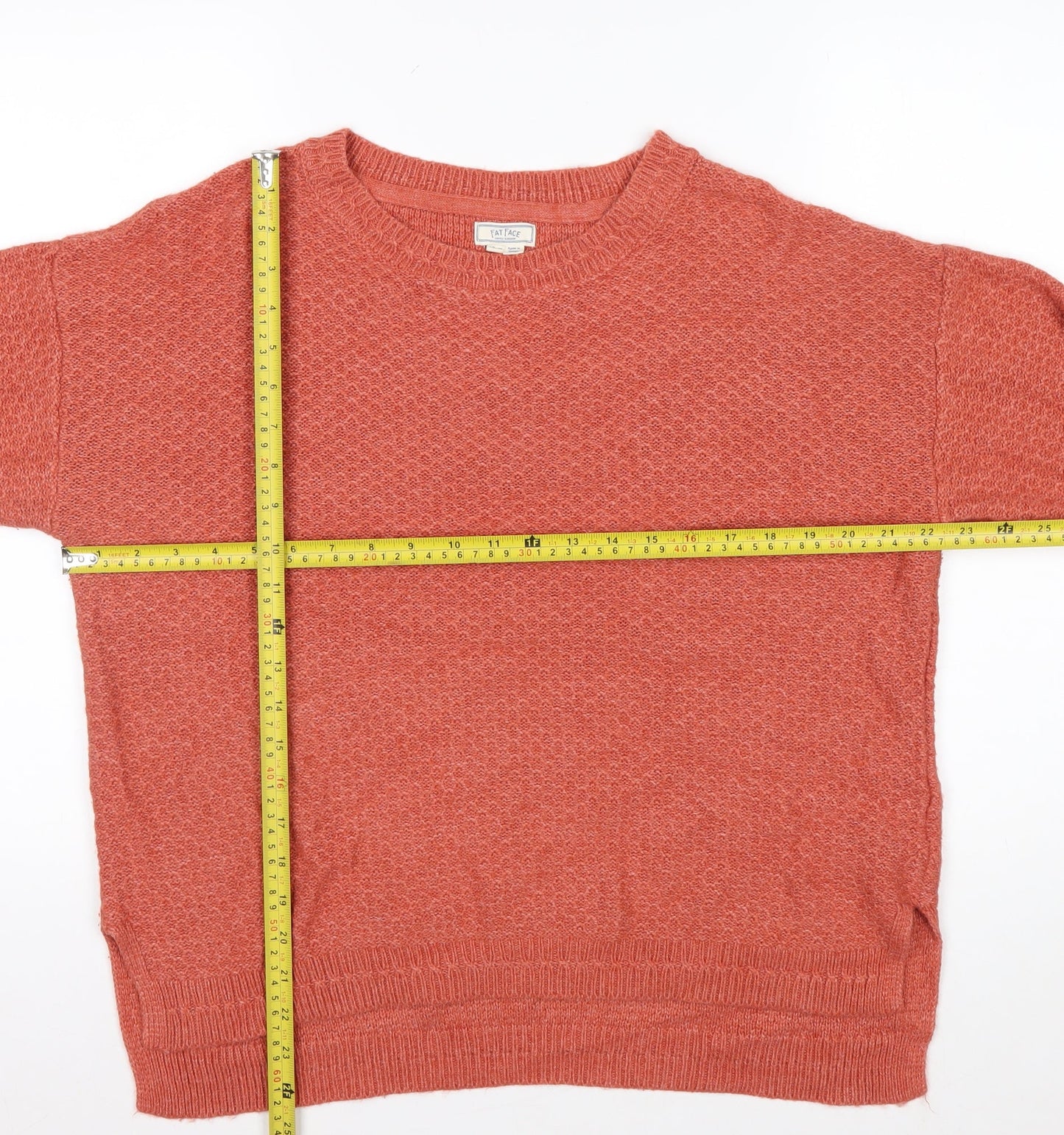 Fat Face Women's Orange Knit Crew Neck Pullover Jumper Size 14