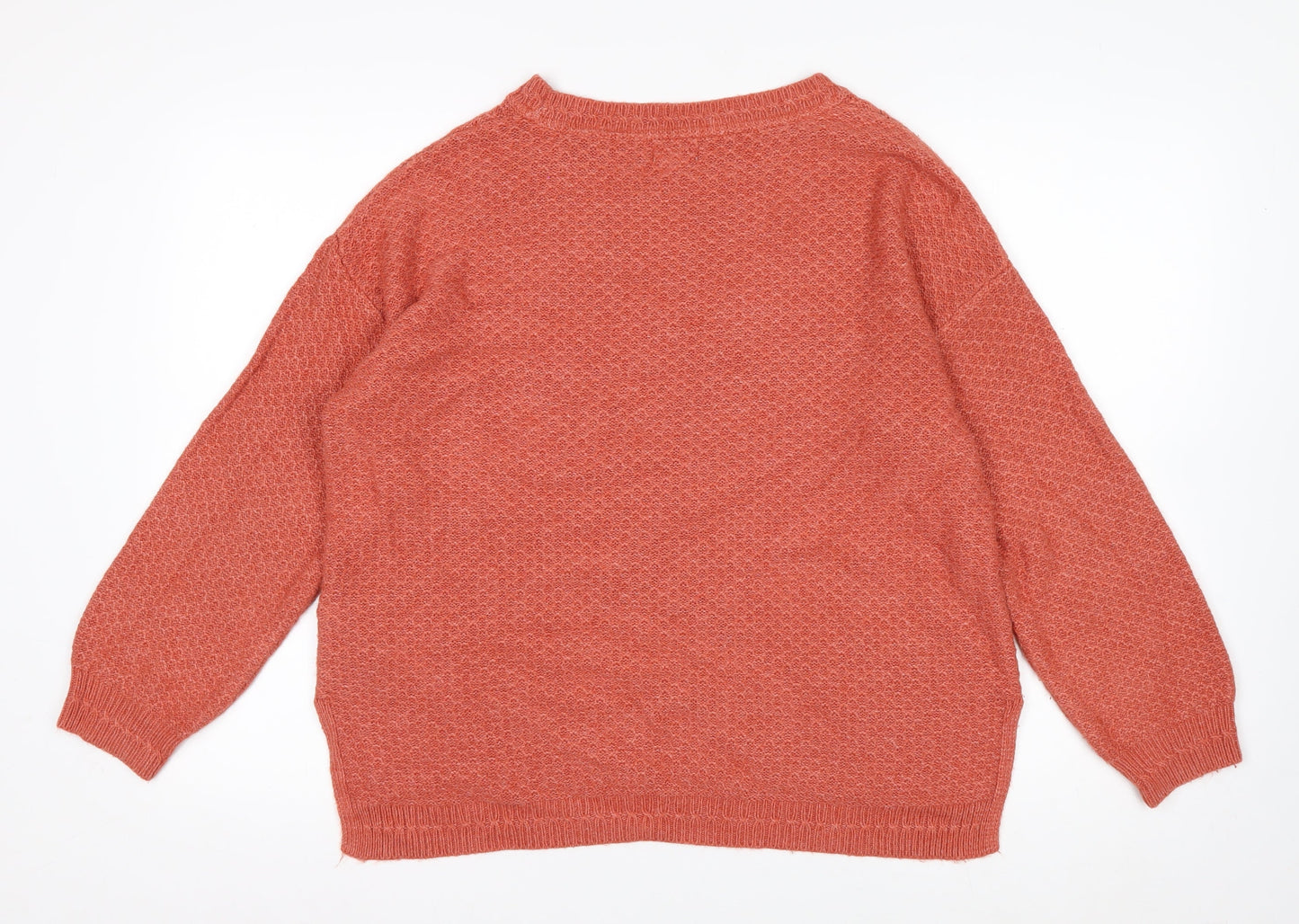 Fat Face Women's Orange Knit Crew Neck Pullover Jumper Size 14