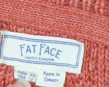 Fat Face Women's Orange Knit Crew Neck Pullover Jumper Size 14