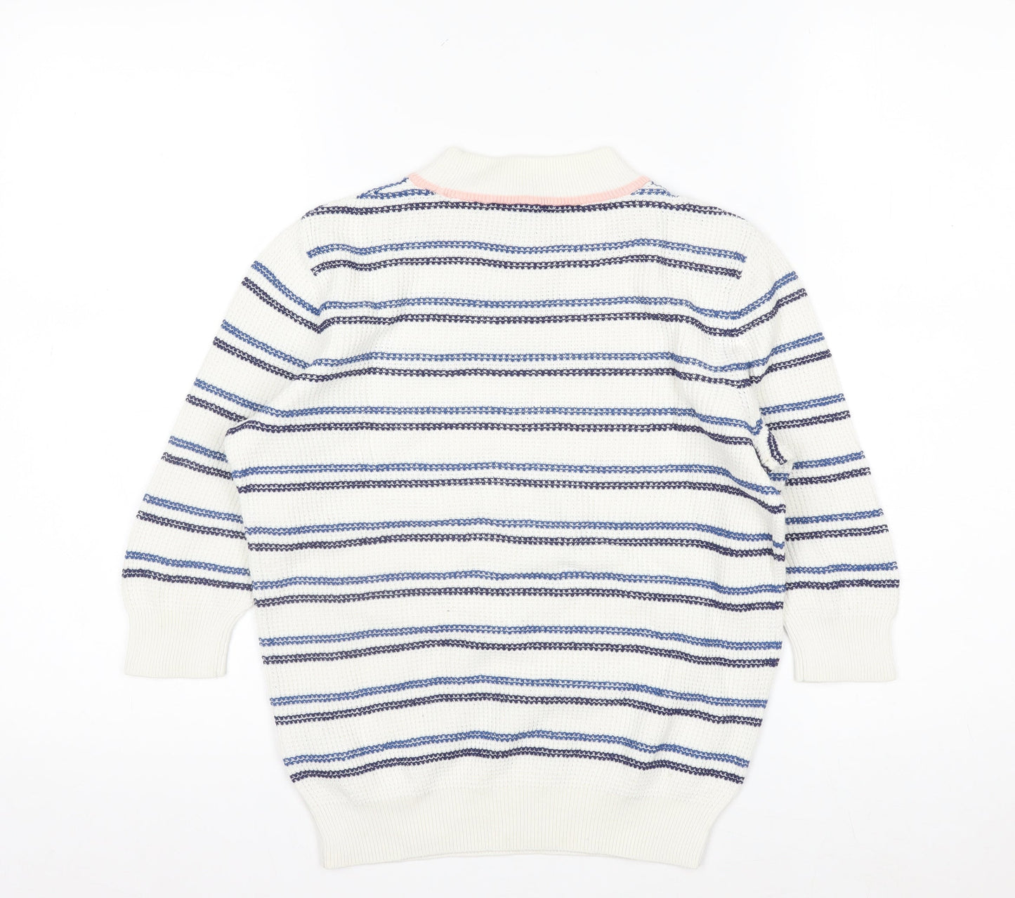 & Other Stories Women White Striped Cotton Short Sleeve Jumper XS
