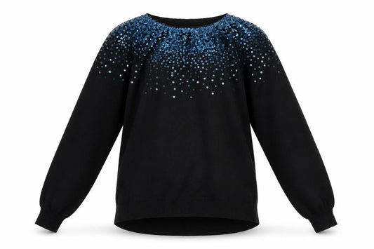Monsoon Women Black Sequin Crew Neck Wool Blend Pullover Jumper M