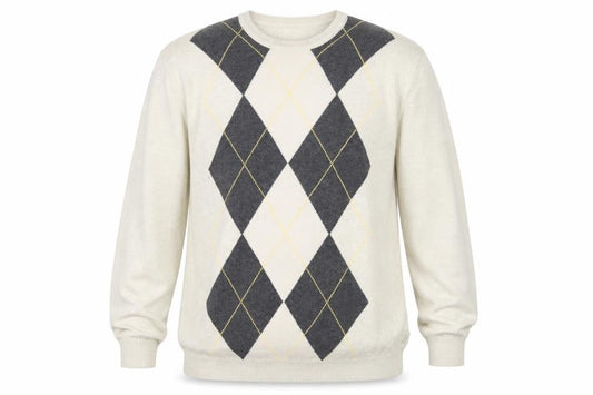 IZOD Men's Beige Argyle Cotton Crew Neck Jumper XL