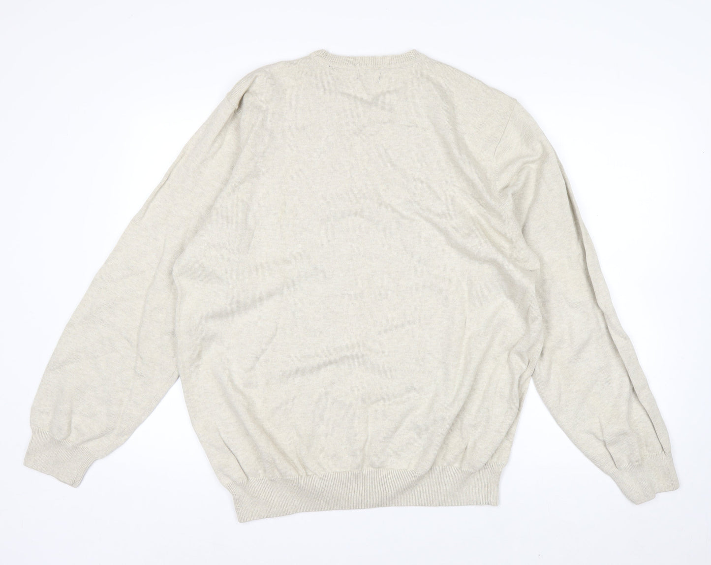 IZOD Men's Beige Argyle Cotton Crew Neck Jumper XL