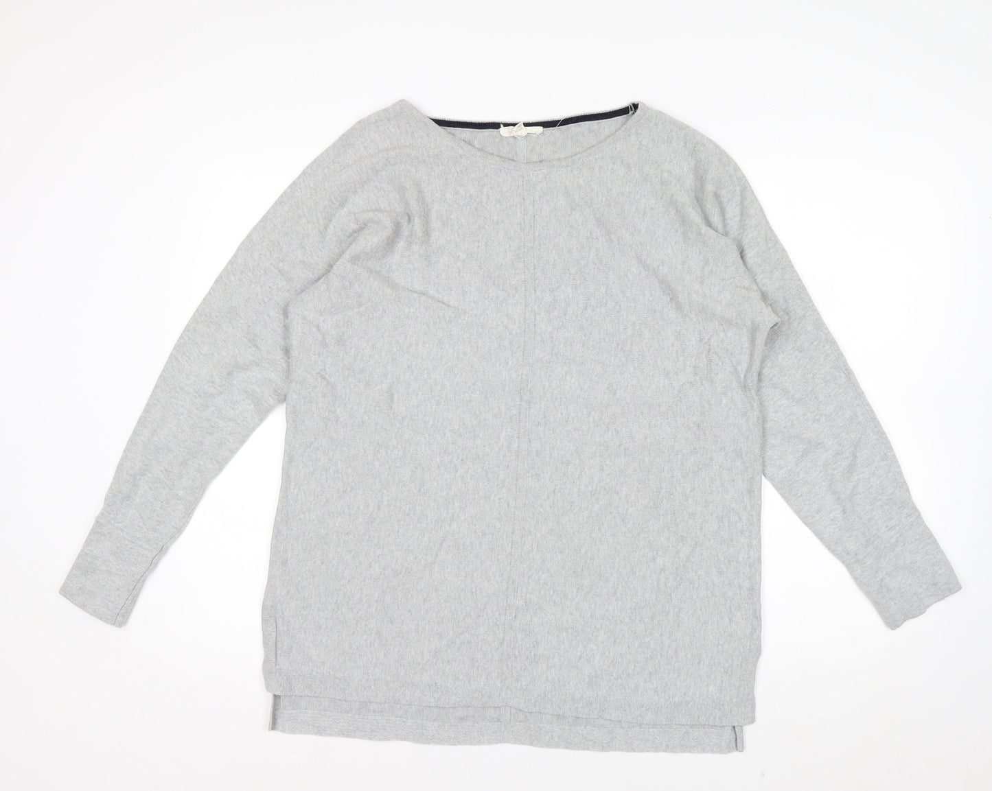 White Stuff Women’s Grey Size 16 Cotton Boat Neck Jumper