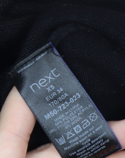 Next Womens Black XS Crew Neck Embroidered Pullover Jumper