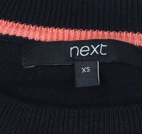 Next Womens Black XS Crew Neck Embroidered Pullover Jumper