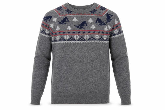 Beymen Club Men's Grey Wool Blend Fair Isle Ski Jumper Size S