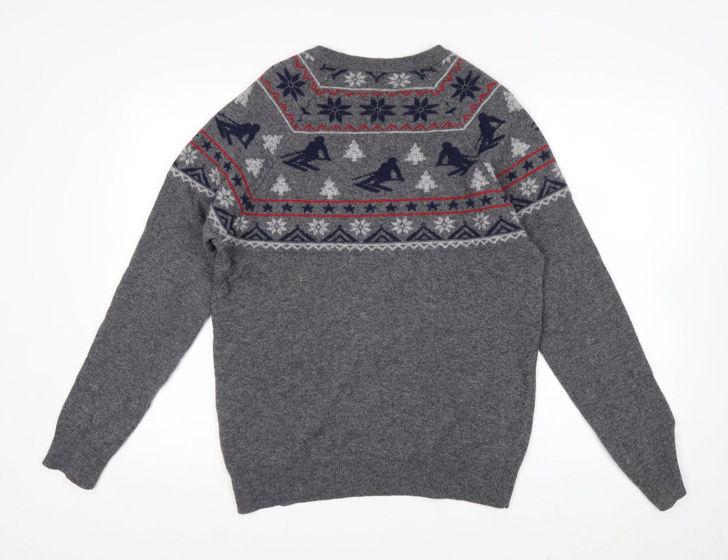 Beymen Club Men's Grey Wool Blend Fair Isle Ski Jumper Size S